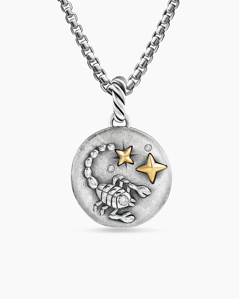 Scorpio Amulet in 18K Yellow Gold with Diamonds, 28.7mm