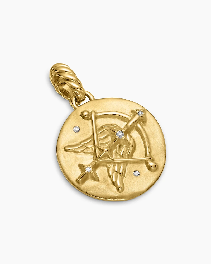 Sagittarius Amulet in 18K Yellow Gold with Diamonds, 28.7mm