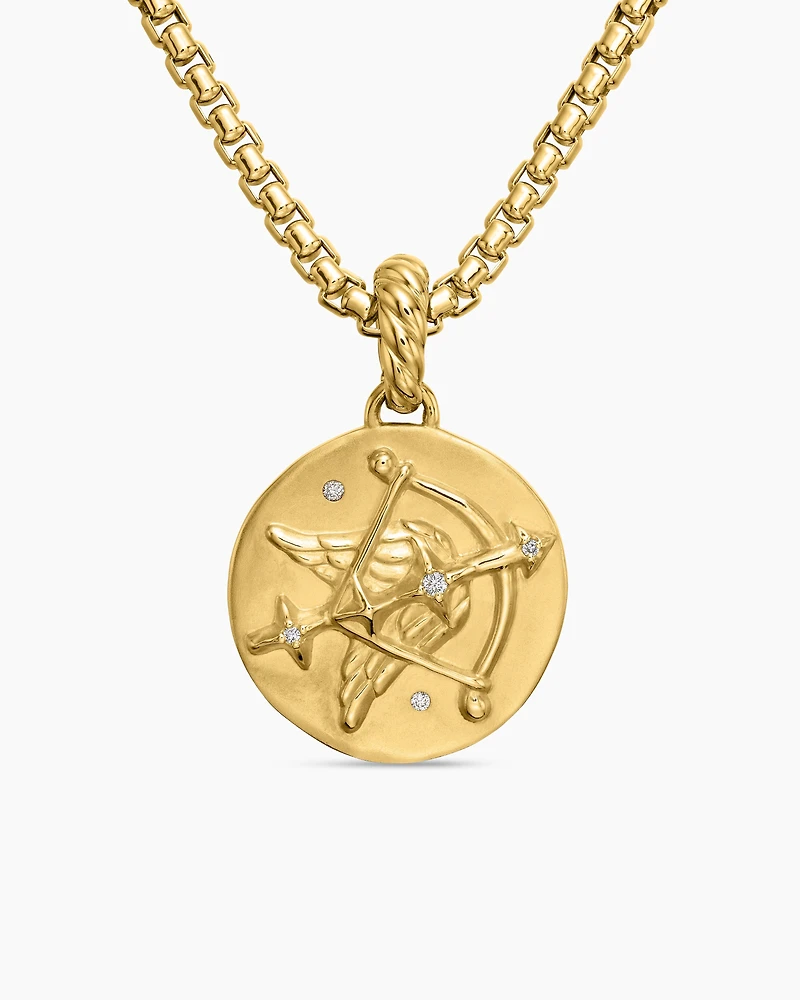 Sagittarius Amulet in 18K Yellow Gold with Diamonds, 28.7mm