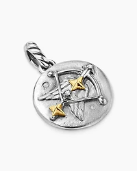 Sagittarius Amulet in Sterling Silver with 18K Yellow Gold and Diamonds, 19mm