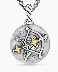 Sagittarius Amulet in Sterling Silver with 18K Yellow Gold and Diamonds, 19mm