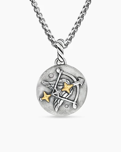 Sagittarius Amulet in 18K Yellow Gold with Diamonds, 28.7mm