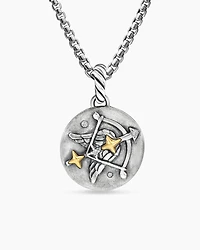 Sagittarius Amulet in Sterling Silver with 18K Yellow Gold and Diamonds, 19mm