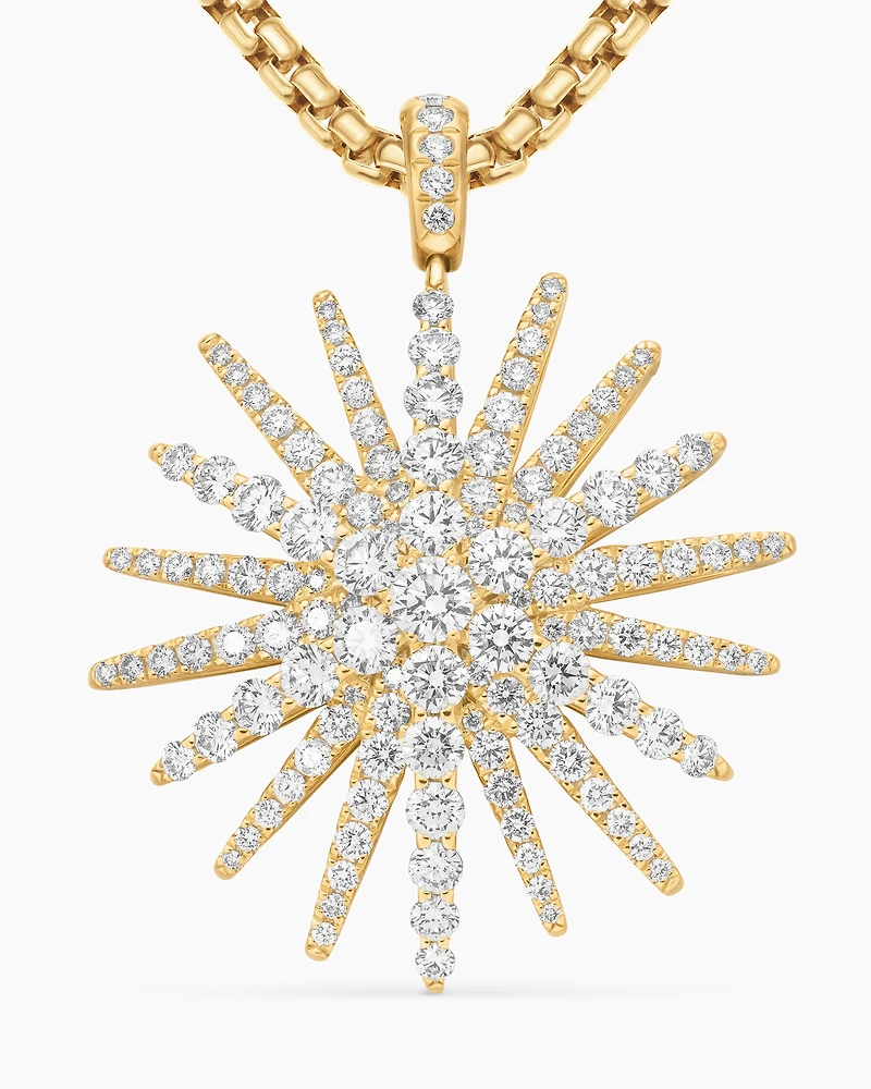 Starburst Pendant in 18K Yellow Gold with Full Pavé Diamonds, 33.7mm