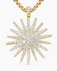Starburst Pendant in 18K Yellow Gold with Full Pavé Diamonds, 33.7mm