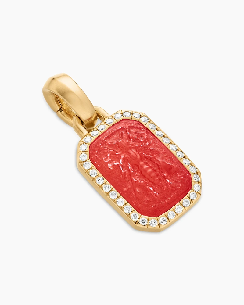 Petrvs® Bee Amulet in 18K Yellow Gold with Carnelian and Diamonds, 15.4mm