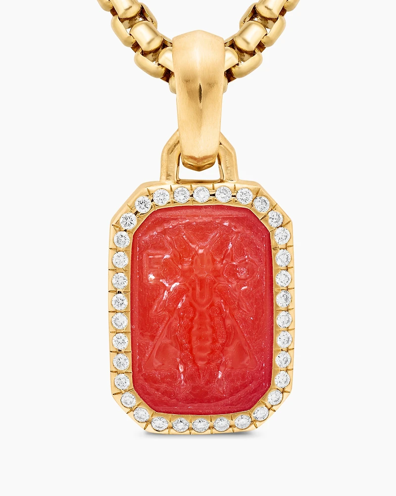 Petrvs® Bee Amulet in 18K Yellow Gold with Carnelian and Diamonds, 15.4mm