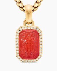 Petrvs® Bee Amulet in 18K Yellow Gold with Carnelian and Diamonds, 15.4mm