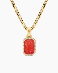 Petrvs® Bee Amulet in 18K Yellow Gold with Carnelian and Diamonds, 15.4mm