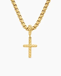 Cable Collectibles® Cross Amulet in 18K Yellow Gold with Diamonds, 11.4mm