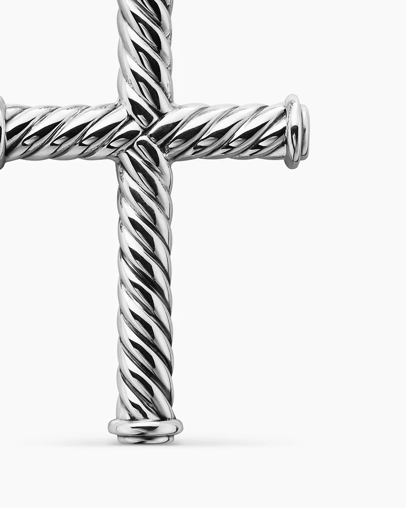 Cable Cross Pendant in Sterling Silver, 35mm