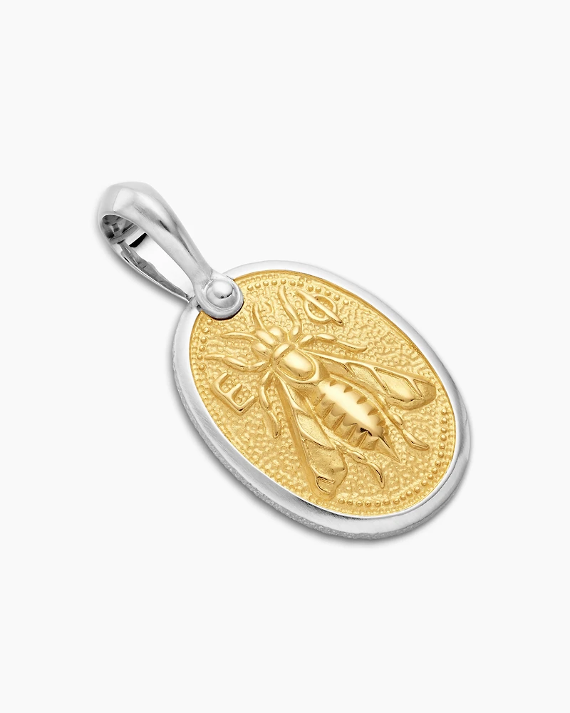 Petrvs® Bee Amulet in Sterling Silver with 18K Yellow Gold, 29mm
