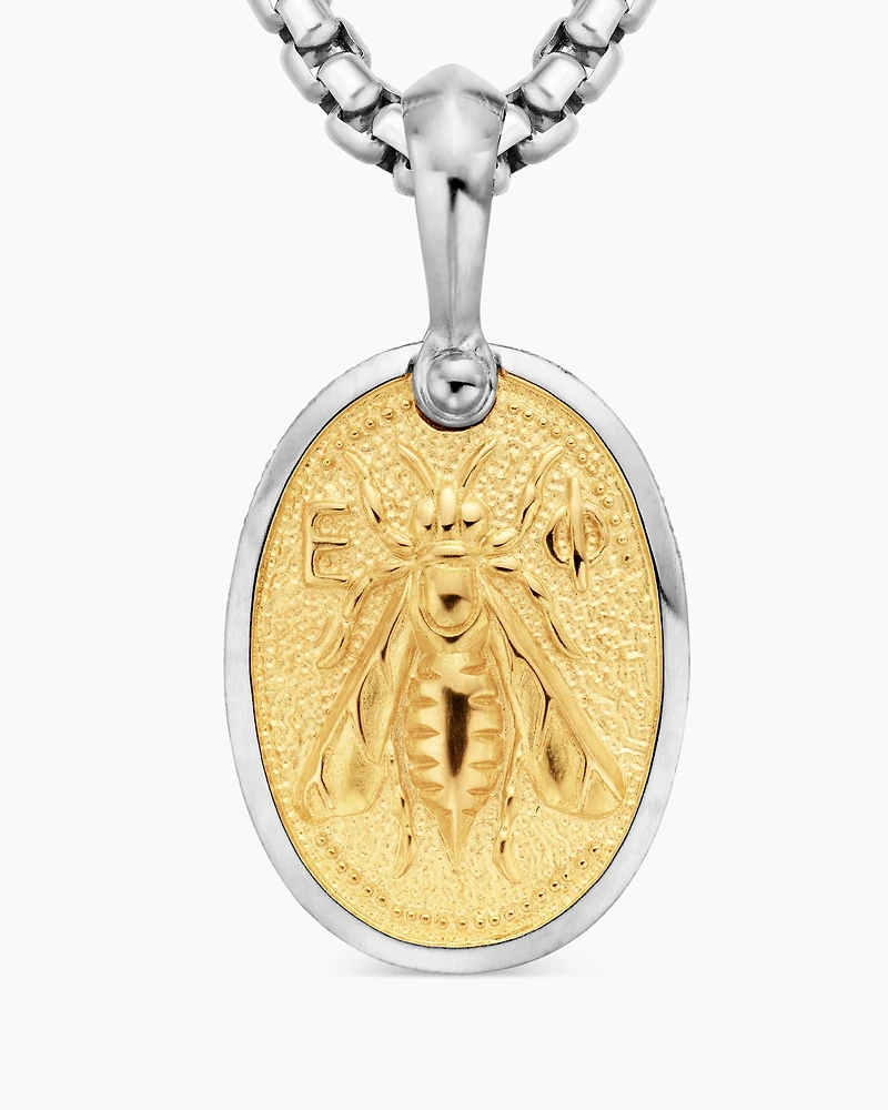 Petrvs® Bee Amulet in Sterling Silver with 18K Yellow Gold, 29mm