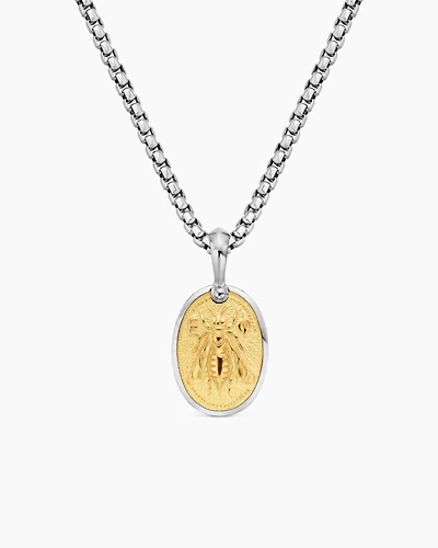 Petrvs® Bee Amulet in Sterling Silver with 18K Yellow Gold, 29mm