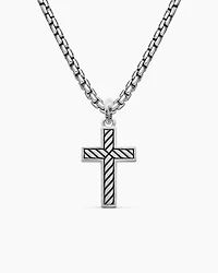 Exotic Stone Cross in Sterling Silver with Black Onyx, 23mm