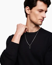 Exotic Stone Cross in Sterling Silver with Black Onyx, 23mm