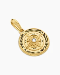 Maritime® Compass Amulet in 18K Yellow Gold with Centre Diamond, 29.5mm