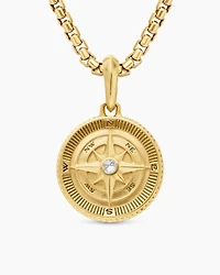 Maritime® Compass Amulet in 18K Yellow Gold with Centre Diamond, 29.5mm