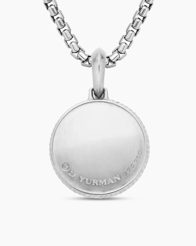 Maritime® Compass Amulet in Sterling Silver with 18K Yellow Gold and Centre Diamond, 29.5mm