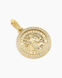 St. Christopher Amulet in 18K Yellow Gold with Diamonds, 34.5mm