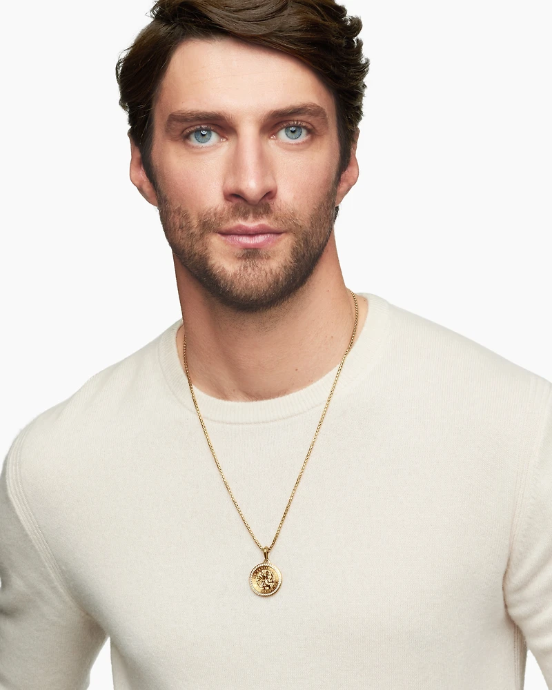 St. Christopher Amulet in 18K Yellow Gold with Diamonds, 34.5mm