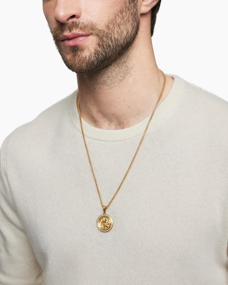St. Christopher Amulet in 18K Yellow Gold with Diamonds, 34.5mm