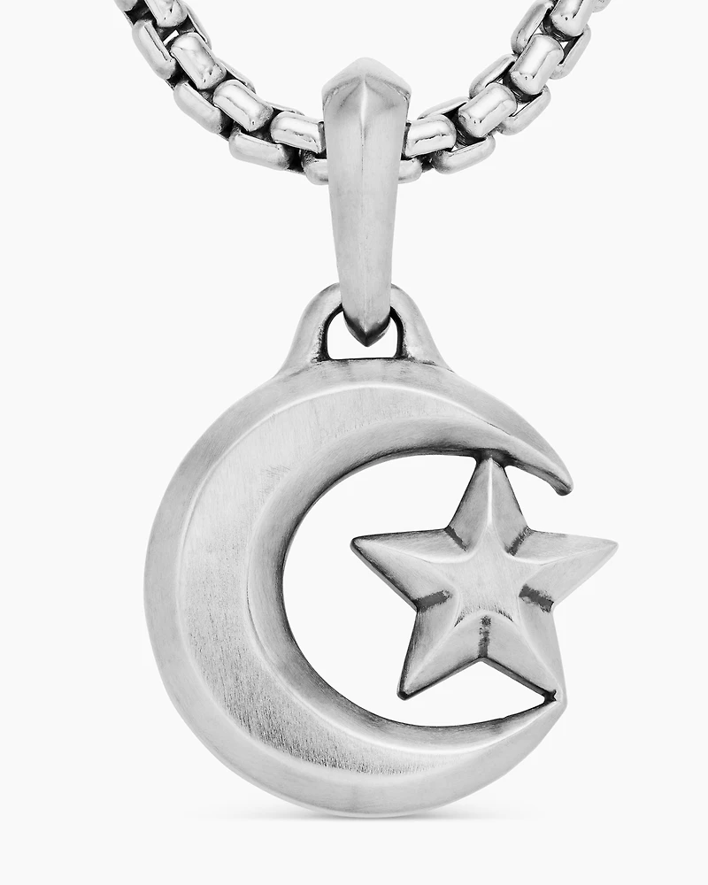 Star and Crescent Amulet in Sterling Silver, 28.3mm