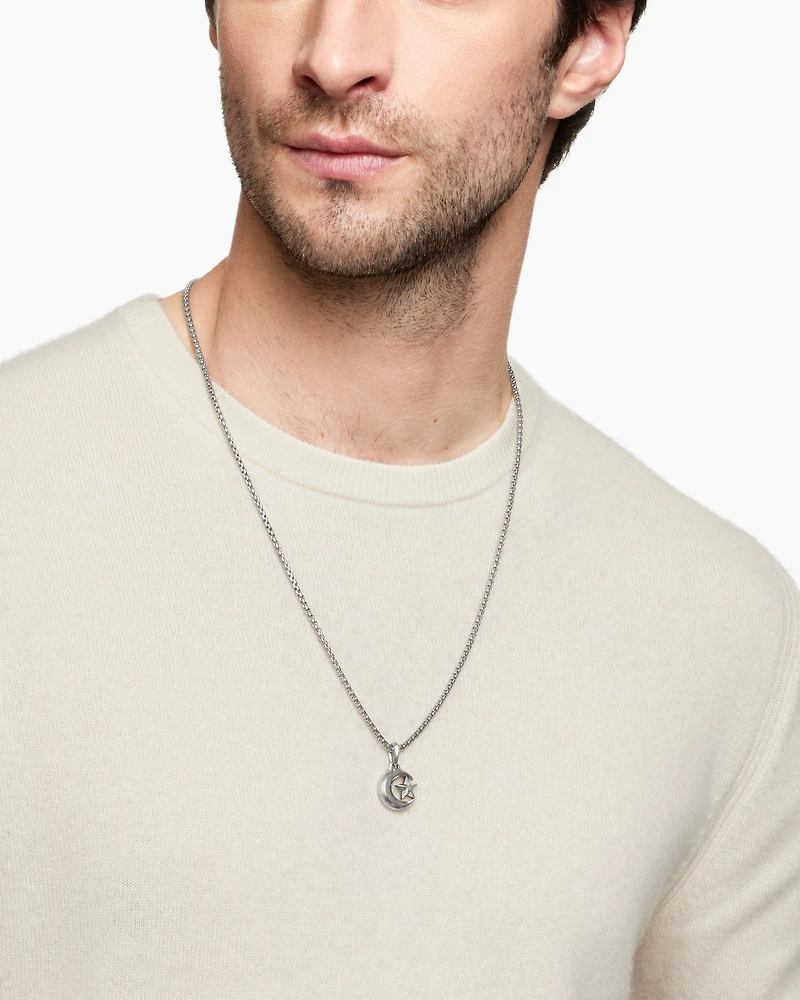 Star and Crescent Amulet in Sterling Silver, 28.3mm