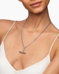 Lexington E/W Barrel Pendant in Sterling Silver with Diamonds, 32mm