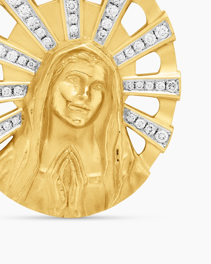 Madonna Amulet in 18K Yellow Gold with Diamonds, 29mm