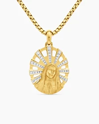 Madonna Amulet in 18K Yellow Gold with Diamonds, 29mm