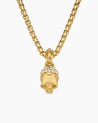 Skull Amulet with Full Pavé Diamonds and 18K Yellow Gold, 19.3mm