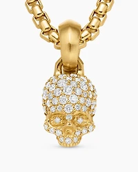 Skull Amulet with Full Pavé Diamonds and 18K Yellow Gold, 19.3mm