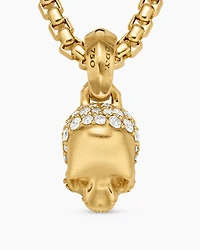 Skull Amulet with Full Pavé Diamonds and 18K Yellow Gold, 19.3mm