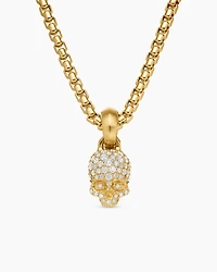 Skull Amulet with Full Pavé Diamonds and 18K Yellow Gold, 19.3mm