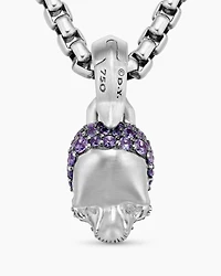 Skull Amulet with Full Pavé Purple Sapphires and 18K White Gold, 19.3mm
