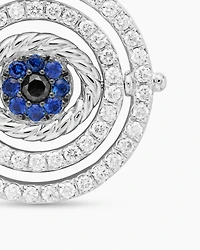 Evil Eye Mobile Amulet in 18K White Gold with Pavé Blue Sapphires and Diamonds, 20.5mm