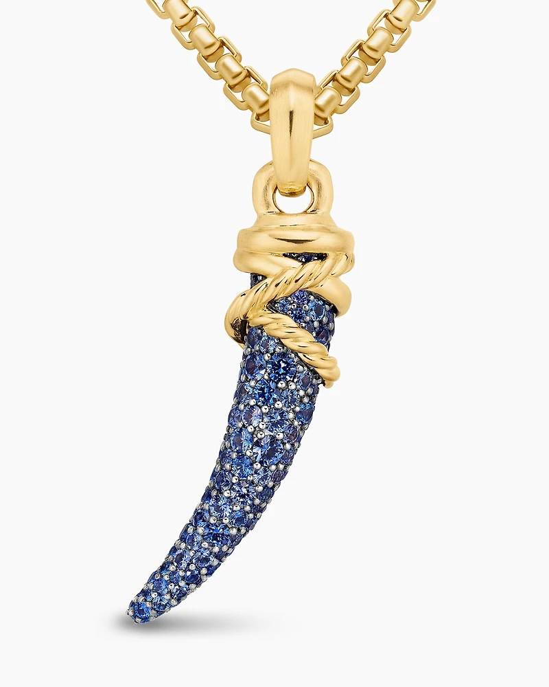 Tusk Amulet with Pavé Blue and Violet Sapphires and 18K Yellow Gold, 29mm