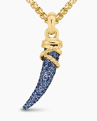 Tusk Amulet with Pavé Blue and Violet Sapphires and 18K Yellow Gold, 29mm