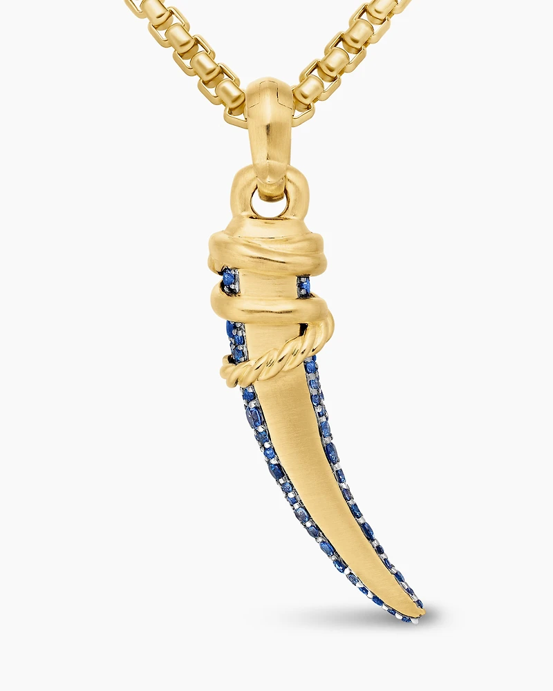 Tusk Amulet with Pavé Blue and Violet Sapphires and 18K Yellow Gold, 29mm