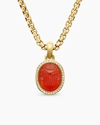 Petrvs® Scarab Amulet in 18K Yellow Gold with Carnelian and Diamonds, 24.7mm