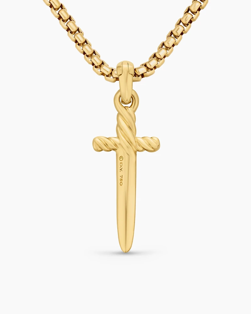 Petrvs® Dagger Amulet in 18K Yellow Gold with Diamonds, 32mm