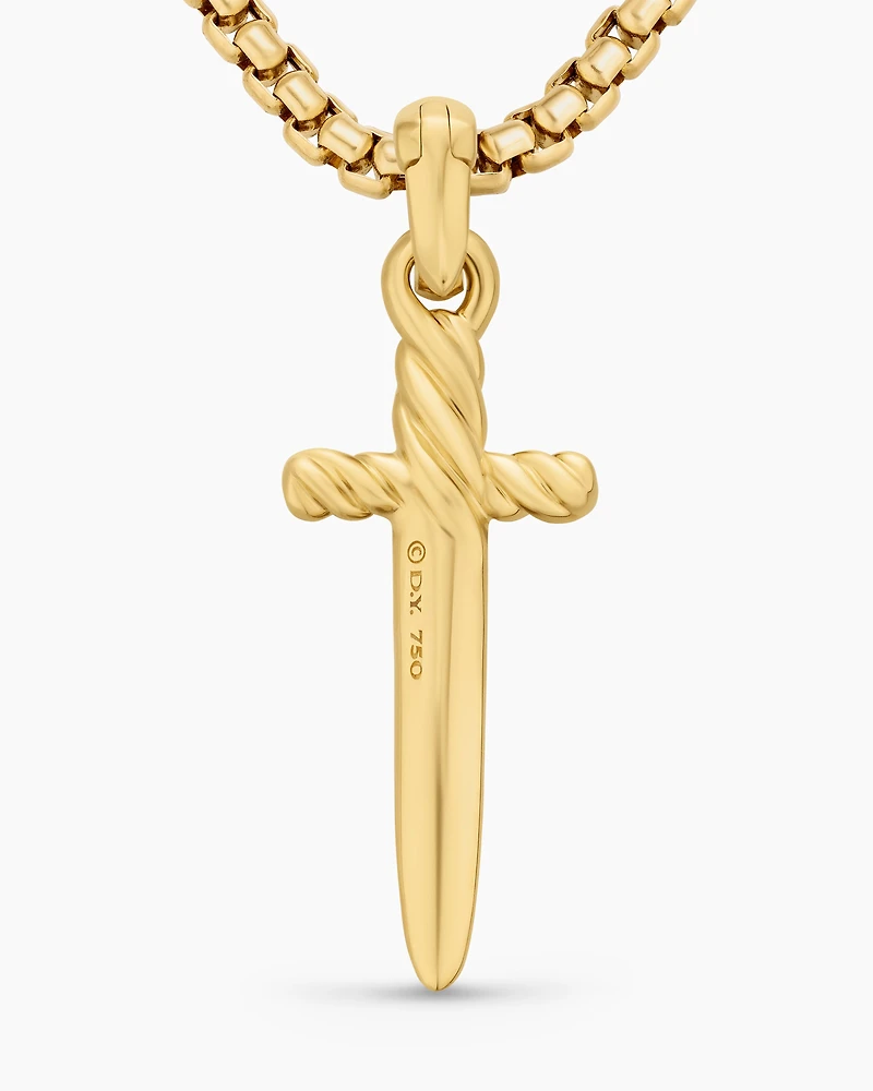 Petrvs® Dagger Amulet in 18K Yellow Gold with Diamonds, 32mm