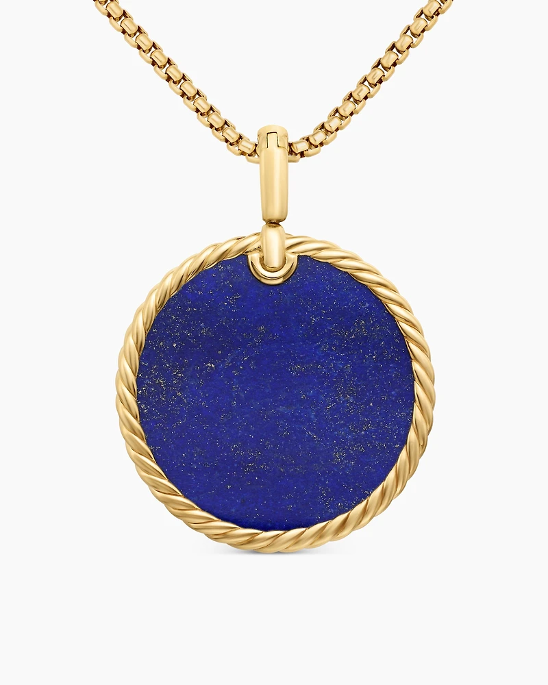 DY Elements® Disc Pendant in 18K Yellow Gold with Lapis