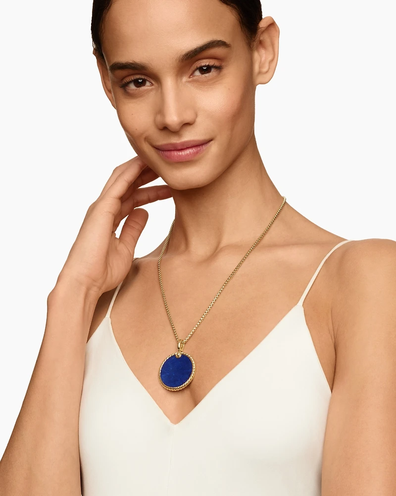 DY Elements® Disc Pendant in 18K Yellow Gold with Lapis