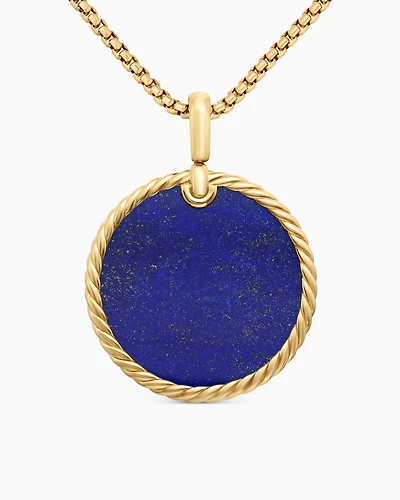 DY Elements® Disc Pendant in 18K Yellow Gold with Lapis