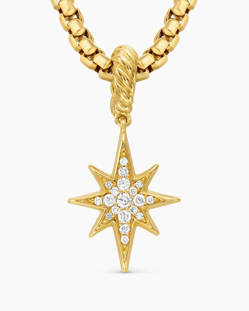 North Star Amulet in 18K Yellow Gold with Diamonds, 15mm