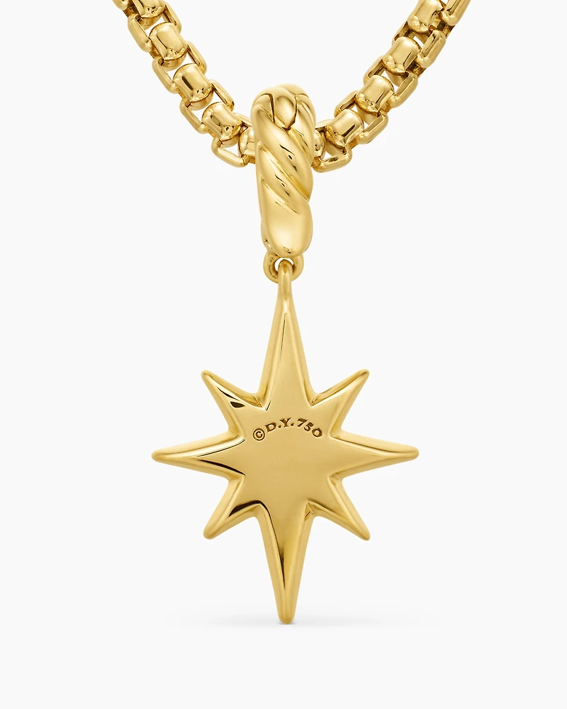North Star Amulet in 18K Yellow Gold with Diamonds, 15mm