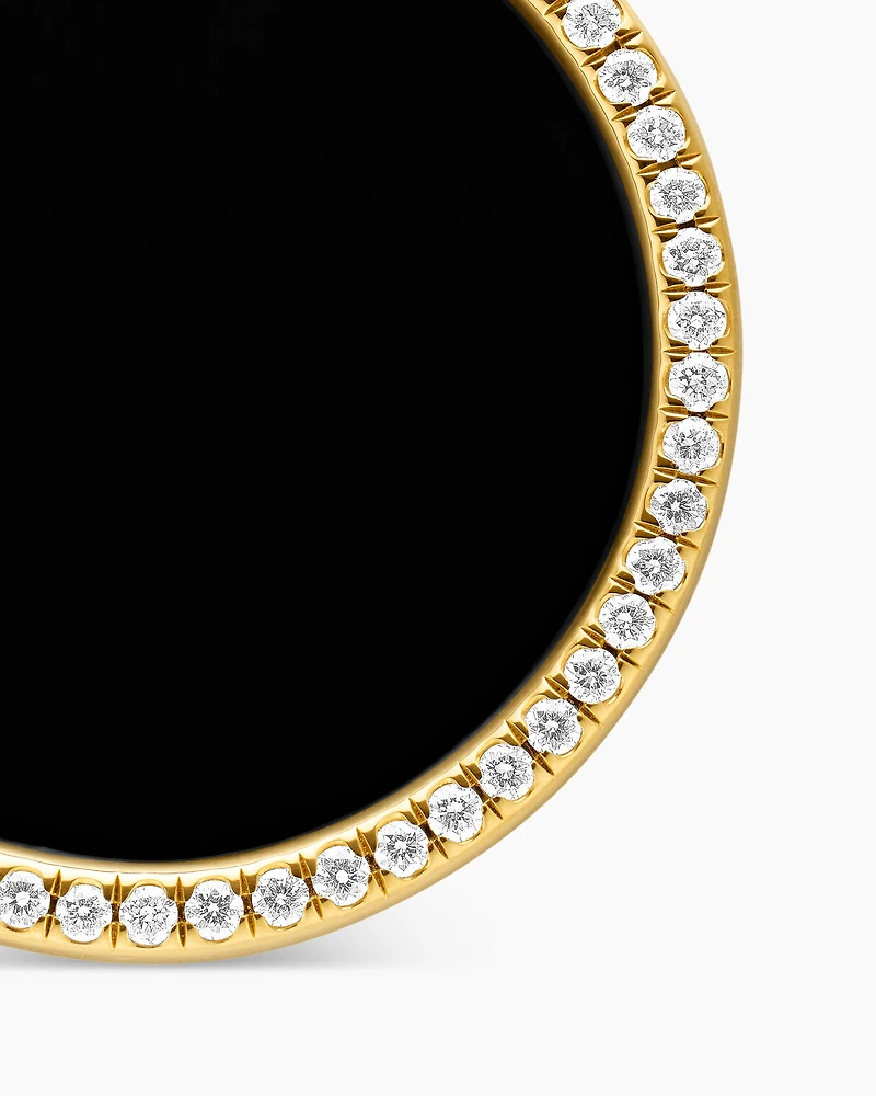 DY Elements® Disc Pendant in 18K Yellow Gold with Black Onyx and Diamond Rim, 24mm
