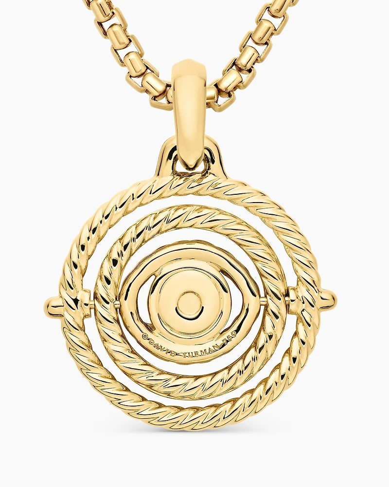 Evil Eye Mobile Amulet in 18K Yellow Gold with Pavé Emeralds and Diamonds, 20.5mm